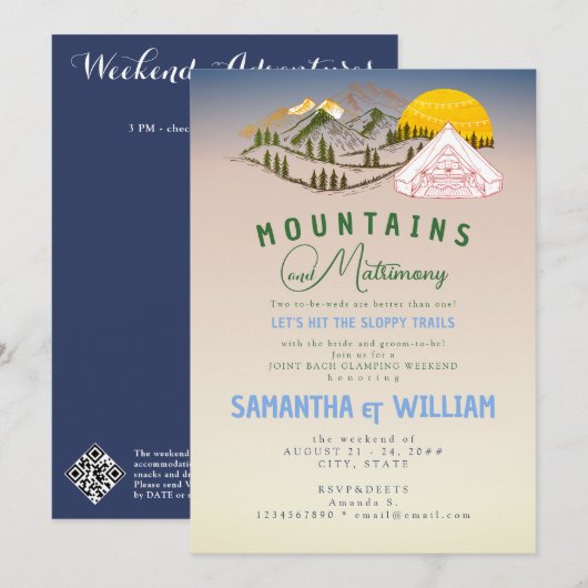 Mountain Huwelijk Sloppy Trail Joint Bach Weekend Kaart (Voorkant / Achterkant)