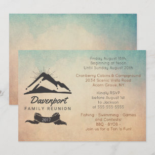 Mountain Illustration Rustic Family Reunion Uitnod Kaart