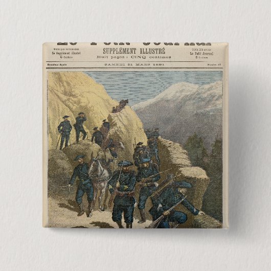 Mountain Infantrymen Vierkante Button 5,1 Cm (Voorkant)