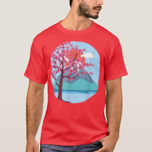 Mountain Japanse roze ventilator Sakura Cherry T-shirt