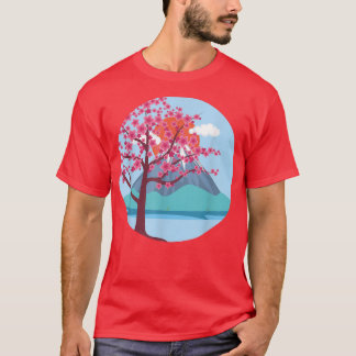 Mountain Japanse roze ventilator Sakura Cherry T-shirt