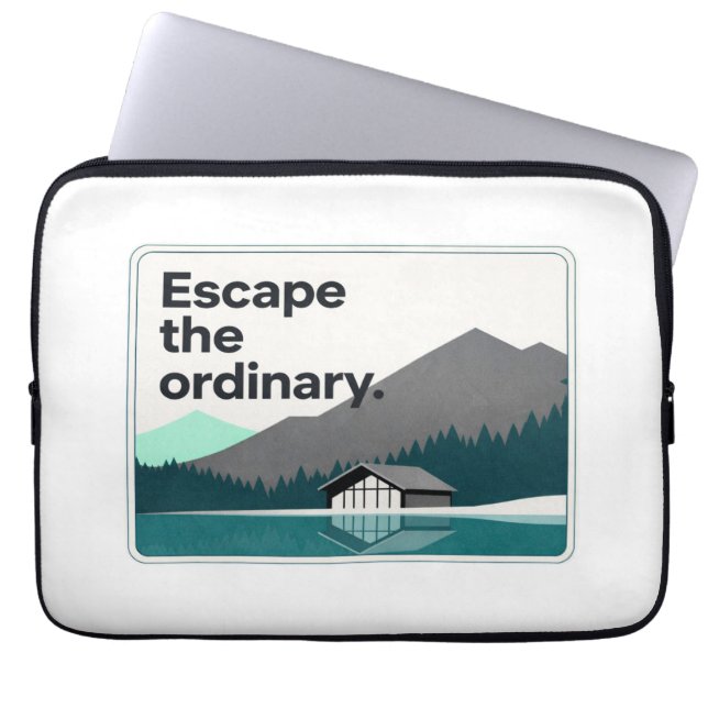 Mountain Lake Adventure Quote Art Laptop Sleeve (Voorkant)
