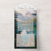 Mountain Lake All in One Wedding Invitation RSVP Uitnodiging (Binnen)