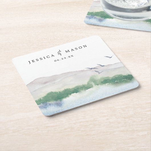 Mountain Lake bruiloft Onderzetters (Schuin)