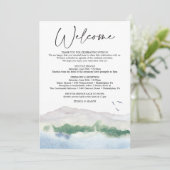 Mountain Lake bruiloft welkomstreisbrief Programmakaart (Staand voorkant)