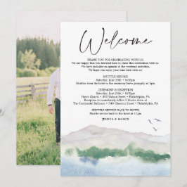 Mountain Lake bruiloft welkomstreisbrief Programmakaart