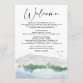 Mountain Lake bruiloft welkomstreisbrief Programmakaart (Voorkant)