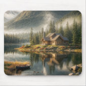 Mountain Lake Cabin met Rowboat Muismat (Voorkant)