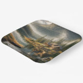 Mountain Lake Cabin met Rowboat Papieren Bordje (Gebogen)