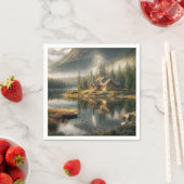 Mountain Lake Cabin met Rowboat Servet (Insitu)