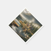 Mountain Lake Cabin met Rowboat Servet (Hoek)