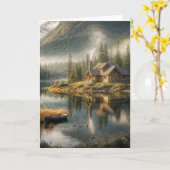 Mountain Lake Cabin voor Vaderdag Kaart (Gele Bloem)