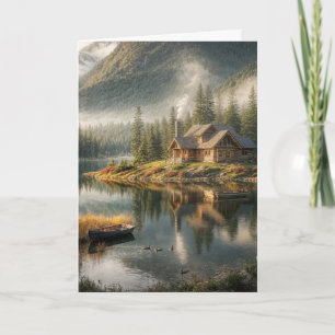 Mountain Lake Cabin voor Vaderdag Kaart