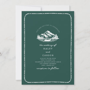 Mountain Lake Canoe Wedding Kaart