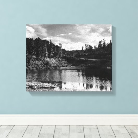 Mountain lake canvas afdruk (Insitu (Houten vloer))