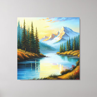 Mountain lake canvas afdruk