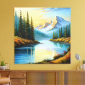 Mountain lake canvas afdruk (Insitu (Woonkamer))