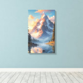 Mountain Lake en Forest Natuur Landscape Art Canvas Afdruk (Insitu (Houten vloer))