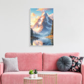 Mountain Lake en Forest Natuur Landscape Art Canvas Afdruk (Insitu (Woonkamer))
