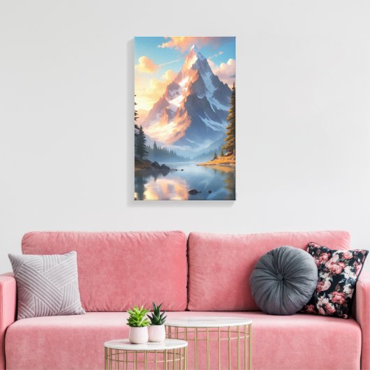 Mountain Lake en Forest Natuur Landscape Art Canvas Afdruk (Insitu (Woonkamer))