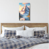 Mountain Lake en Forest Natuur Landscape Art Canvas Afdruk (Insitu (Slaapkamer))