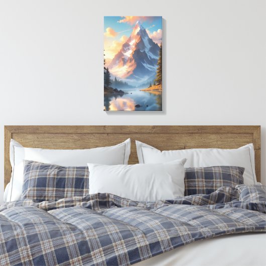 Mountain Lake en Forest Natuur Landscape Art Canvas Afdruk (Insitu (Slaapkamer))