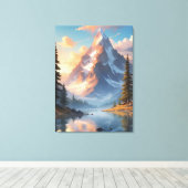 Mountain Lake en Forest Natuur Landscape Art Canvas Afdruk (Insitu (Houten vloer))
