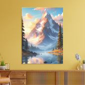 Mountain Lake en Forest Natuur Landscape Art Canvas Afdruk (Insitu (Woonkamer))