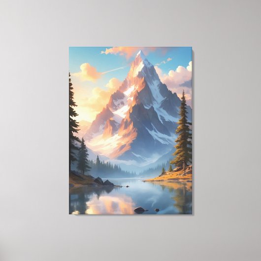 Mountain Lake en Forest Natuur Landscape Art Canvas Afdruk (Voorkant)