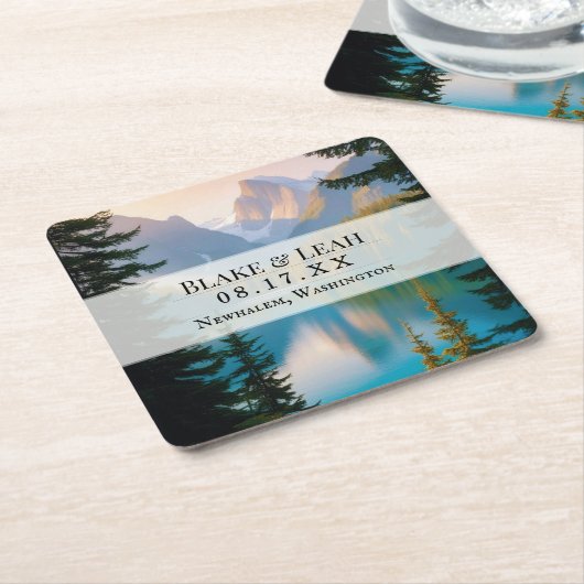  Mountain Lake Event Wedding Onderzetter (Schuin)