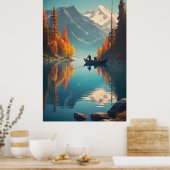 Mountain Lake Fishing Nature Poster (Keuken)