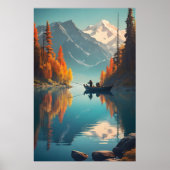 Mountain Lake Fishing Nature Poster (Voorkant)