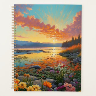 Mountain Lake Flowers Art Planner