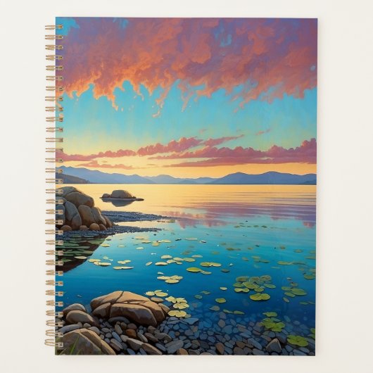 Mountain Lake Flowers Colorful Art Planner (Voorkant)