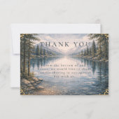 Mountain Lake Forest Reflectie Bruiloft Bedankkaart (Voorkant)