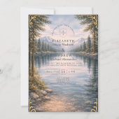 Mountain Lake Forest Reflection Wedding Kaart (Voorkant)