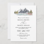 Mountain Lake Forest Rustic Budget QR Code Wedding Kaart (Voorkant)