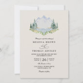 Mountain Lake Forest Tree Rustic QR Code Wedding Kaart (Voorkant)