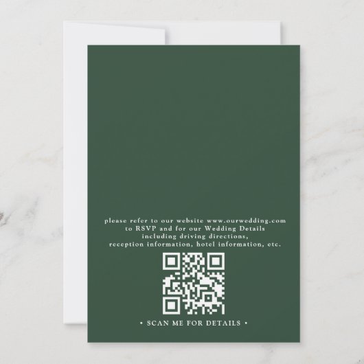 Mountain Lake Forest Tree Rustic QR Code Wedding Kaart (Achterkant)