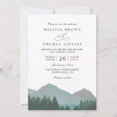 Mountain Lake Forest Trees Pine QR Code Wedding Kaart (Voorkant)