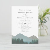 Mountain Lake Forest Trees Pine QR Code Wedding Kaart (Staand voorkant)