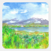 Mountain Lake House Vierkante Sticker (Voorkant)