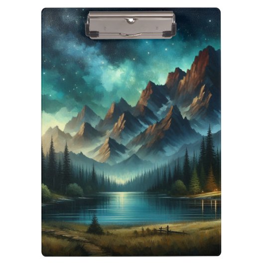 Mountain Lake / hut onder de sterren Klembord (Voorkant)