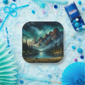 Mountain Lake / hut onder de sterren Papieren Bordje (Feest)