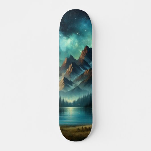 Mountain Lake / hut onder de sterren Persoonlijk Skateboard (Voorkant)