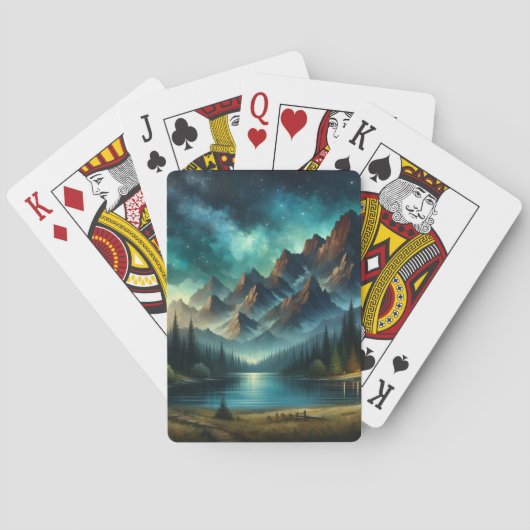 Mountain Lake / hut onder de sterren Pokerkaarten (Achterkant)