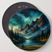 Mountain Lake / hut onder de sterren Ronde Button 6,0 Cm (Voorkant /achterkant)