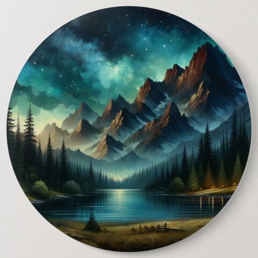 Mountain Lake / hut onder de sterren Ronde Button 6,0 Cm (Voorkant)