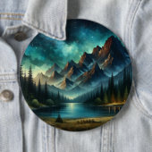 Mountain Lake / hut onder de sterren Ronde Button 6,0 Cm (In situ)