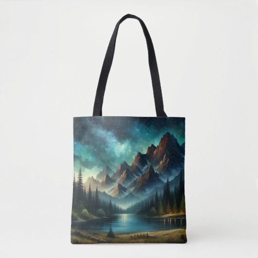 Mountain Lake / hut onder de sterren Tote Bag (Voorkant)